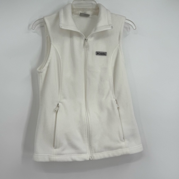 Columbia Women's White Full Zip Flannel Vest Size Medium w/ Zipper Pockets - Picture 8 of 8